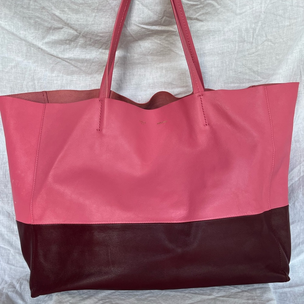 Celine Pink and Burgundy Leather Tote